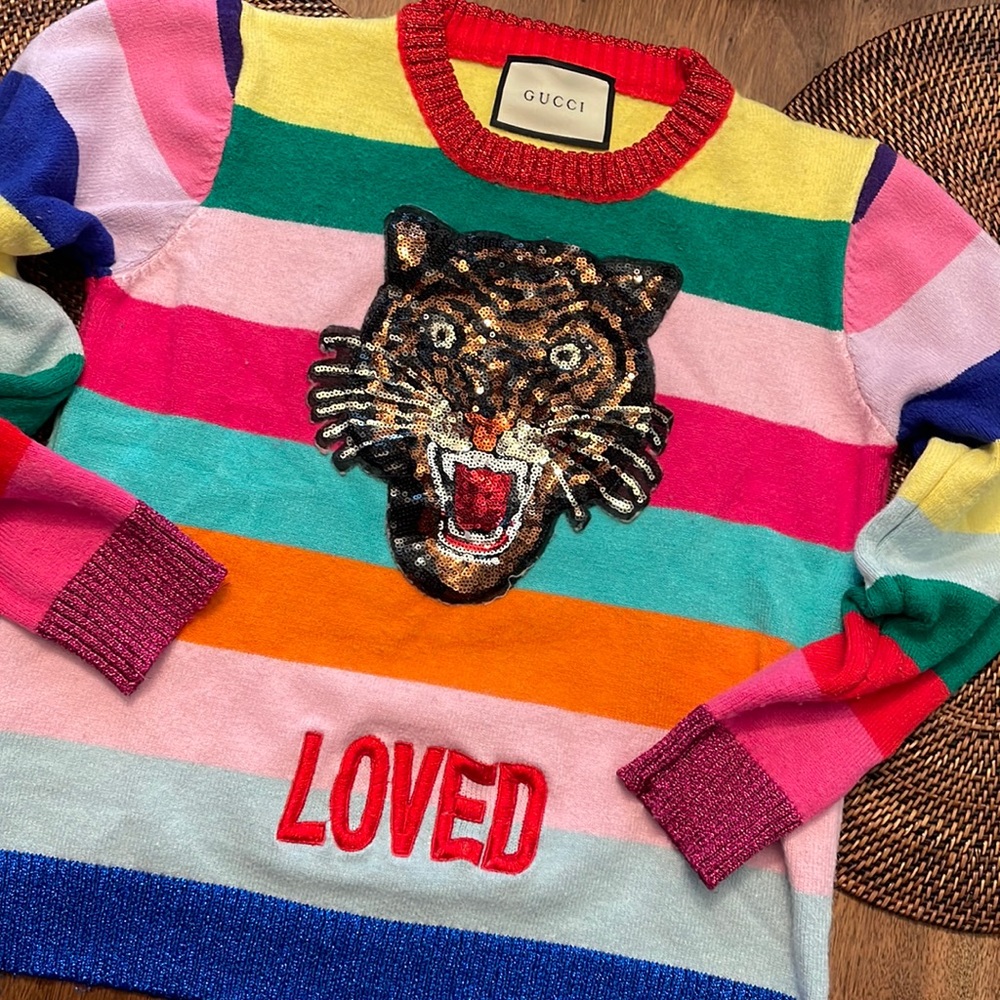 Gucci dup tiger ,LOVED Darling sweater sz missing ., Xs or girls